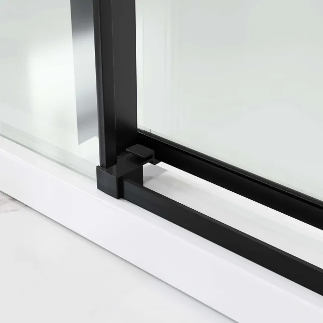 Stockholm Matt Black Easy Clean 8mm Frameless Sliding Shower Enclosure 1100x800mm