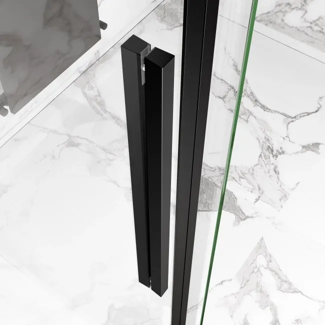 Stockholm Matt Black Easy Clean 8mm Frameless Sliding Shower Enclosure 1100x800mm