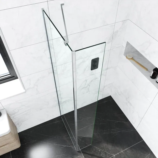 Copenhagen Easy Clean 8mm Wet Room Shower Glass 700mm & 250mm Return Panel