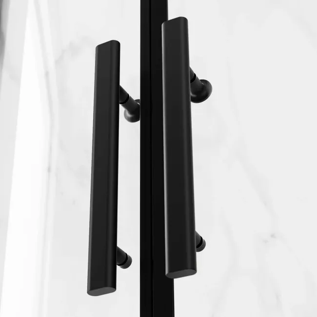 Hamburg Matt Black Easy Clean 8mm Offset Quadrant Shower Enclosure 1200x900mm - Easy Fix