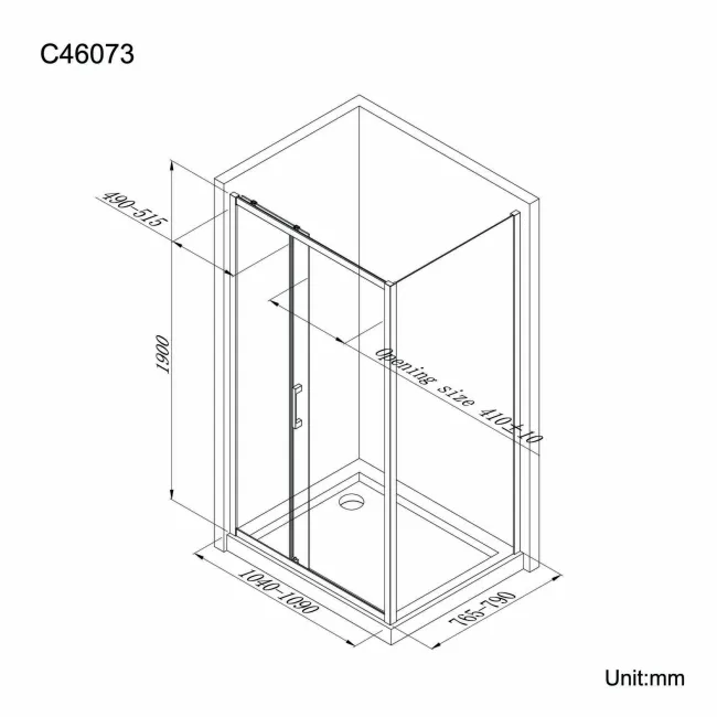 Hamburg Matt Black Easy Clean 8mm Sliding Shower Enclosure 1100x800mm - Easy Fix