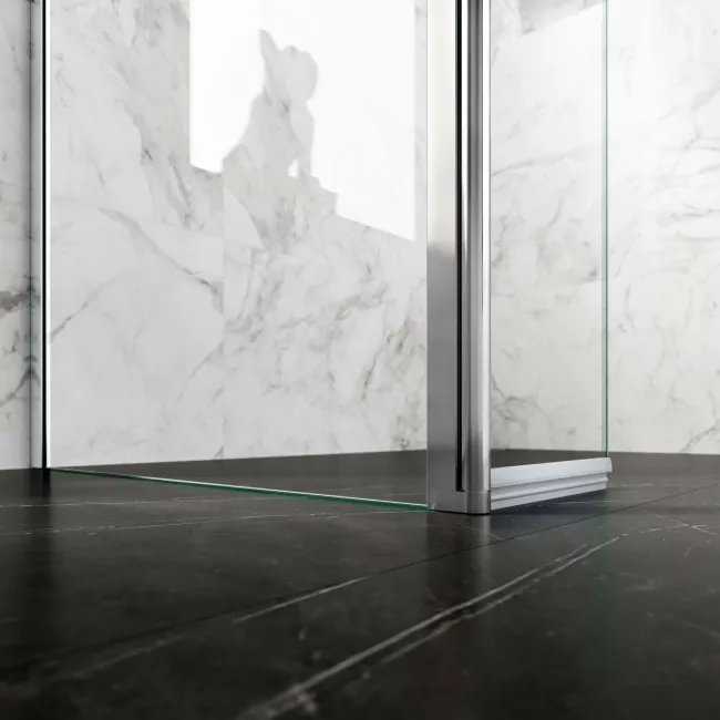 Copenhagen Easy Clean 8mm Walk In Shower Enclosure 1000mm & 900mm Glass with Pivotal Return Panel