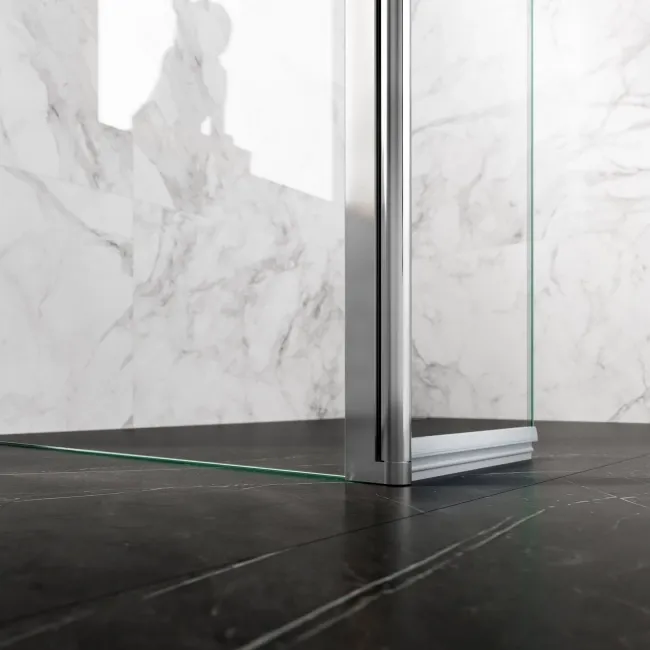 Copenhagen Easy Clean 8mm Walk In Shower Enclosure 1100mm & 800mm Glass with Pivotal Return Panel