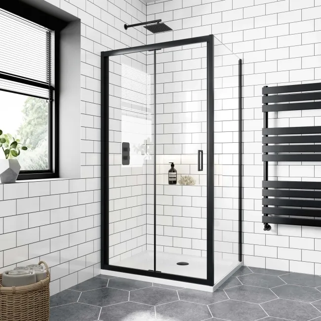 London Matt Black 6mm Bifold Shower Enclosure 1000x760mm