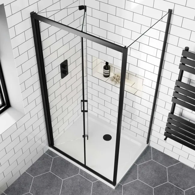 London Matt Black 6mm Bifold Shower Enclosure 1000x760mm