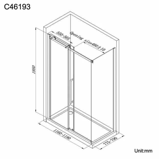 Oslo Matt Black Premium Easy Clean 8mm Sliding Shower Enclosure 1200x800mm