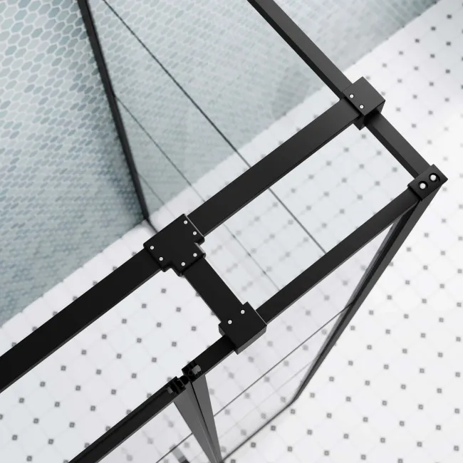 Toulon Matt Black Grid Easy Clean 6mm Pivot Shower Enclosure 1000x800mm