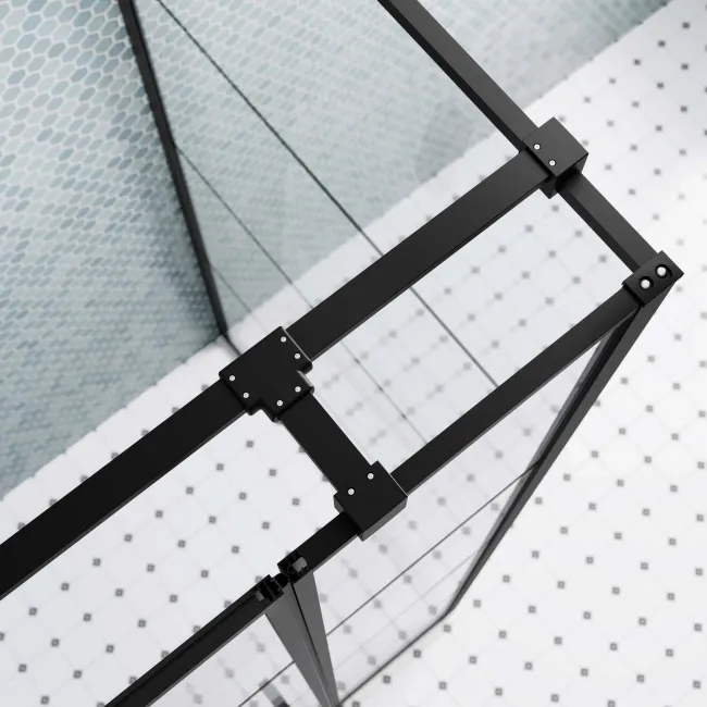 Toulon Matt Black Grid Easy Clean 6mm Pivot Shower Enclosure 1100x800mm