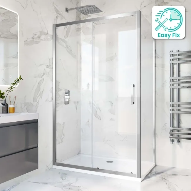 Hamburg Easy Clean 8mm Sliding Shower Enclosure 1100x760mm - Easy Fix Feature