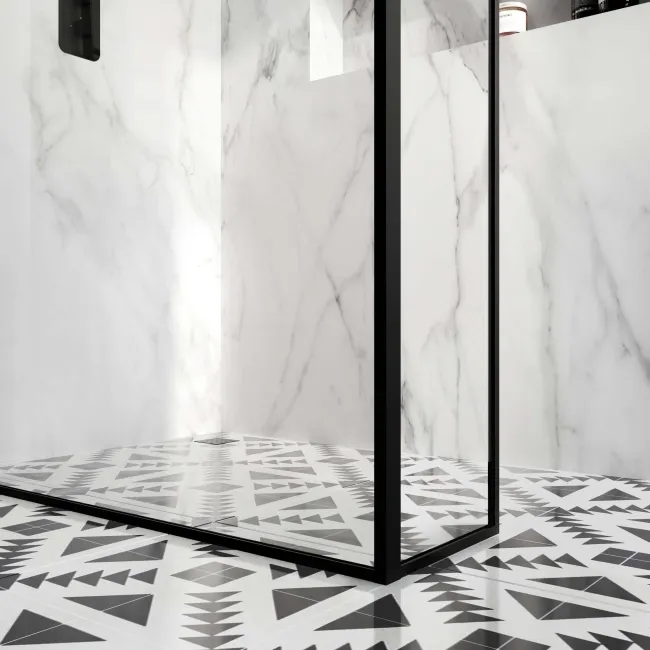 Munich Matt Black Framed 8mm Wet Room Shower Glass 1200mm & 250mm Return Panel