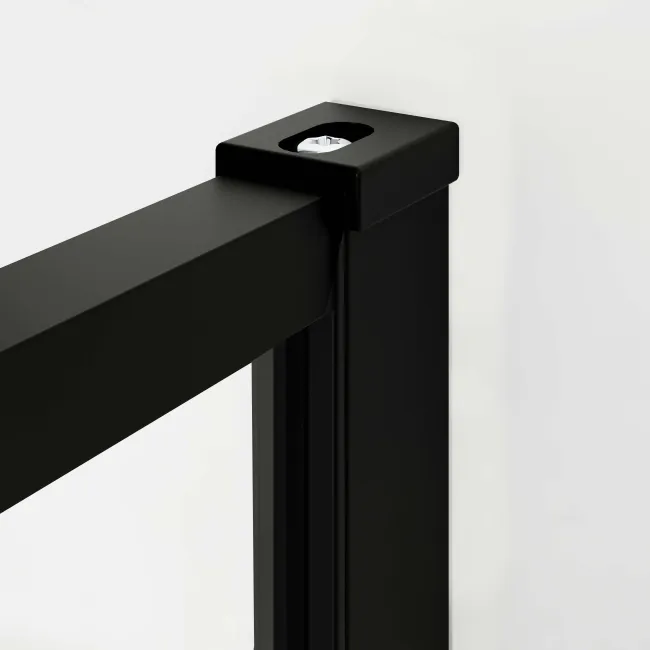 Munich Matt Black Grid 8mm Walk Through Wet Room Shower Glass Panel 1100mm