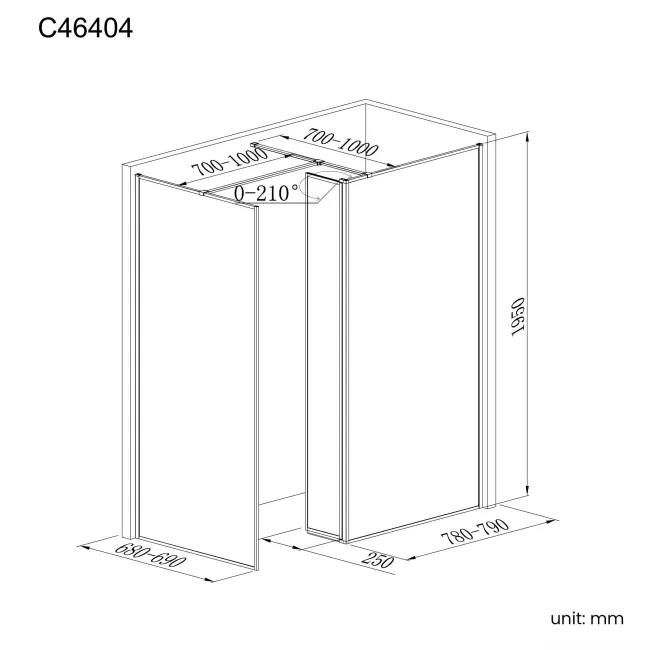 Munich Brushed Brass Framed 8mm Walk In Shower Enclosure 800mm & 700mm Glass with Return Panel