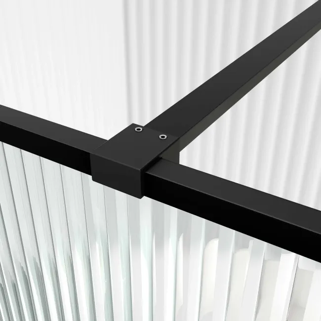 Munich Fluted Effect Matt Black Framed 8mm Wet Room Shower Glass 700mm & 250mm Pivotal Return Panel