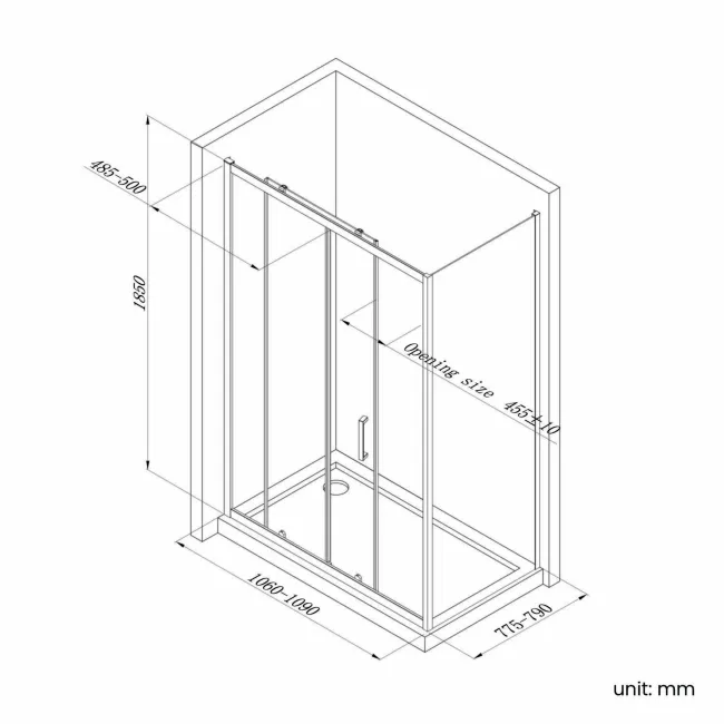 London Brushed Brass 6mm Sliding Shower Enclosure 1100x800mm