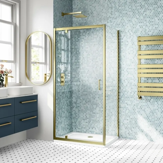 London Brushed Brass 6mm Pivot Shower Enclosure 900x760mm