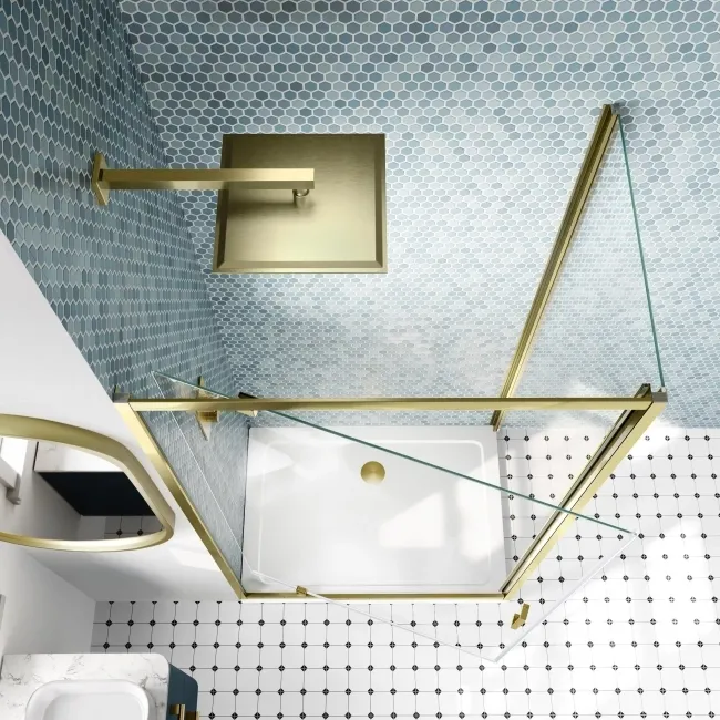 London Brushed Brass 6mm Pivot Shower Enclosure 1000x700mm