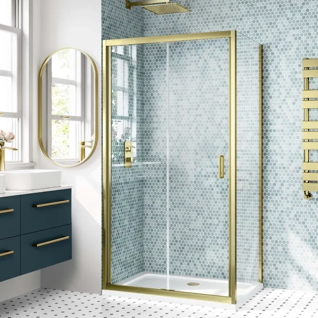 London Brushed Brass 6mm Bifold Shower Enclosure 1000x700mm