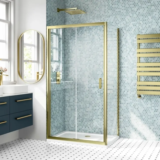 London Brushed Brass 6mm Bifold Shower Enclosure 1000x700mm