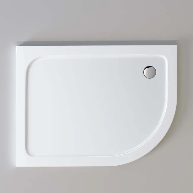 London Offset Quadrant Stone Shower Tray 1200x900mm - Right Handed & Riser Kit