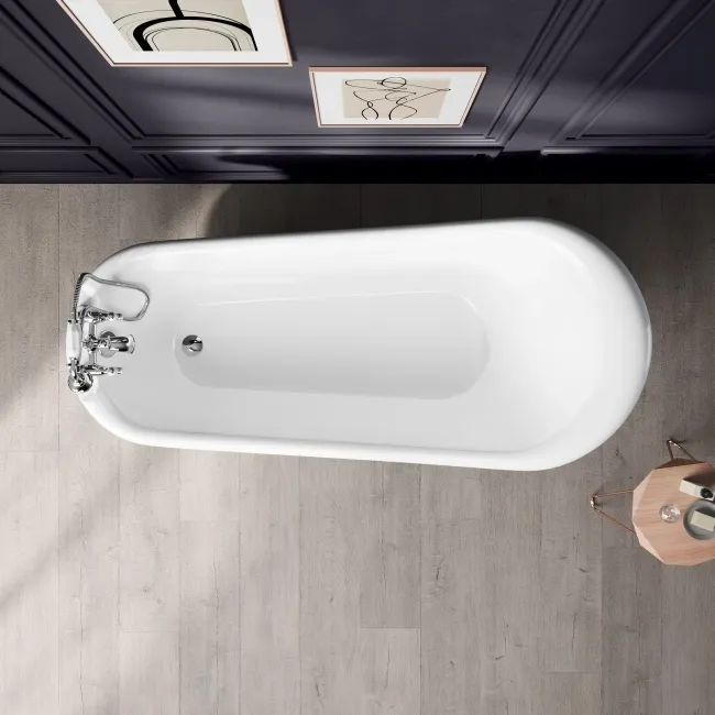 Highbury 1550mm Roll Top Slipper Bath - Chrome Ball Feet