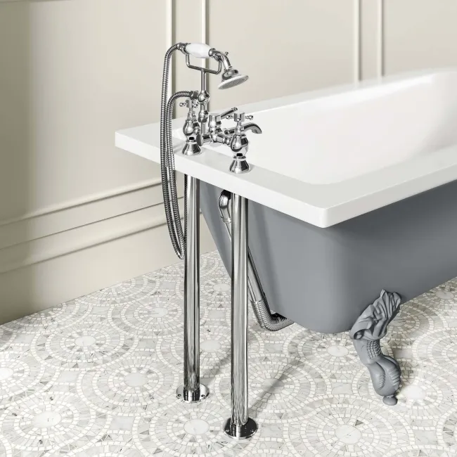 Abingdon 1500mm Dove Grey Single Ended Roll Top Bath - Grey Ball Feet