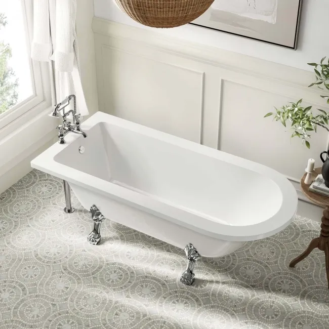 Abingdon 1700mm Single Ended Roll Top Bath - Chrome Feet