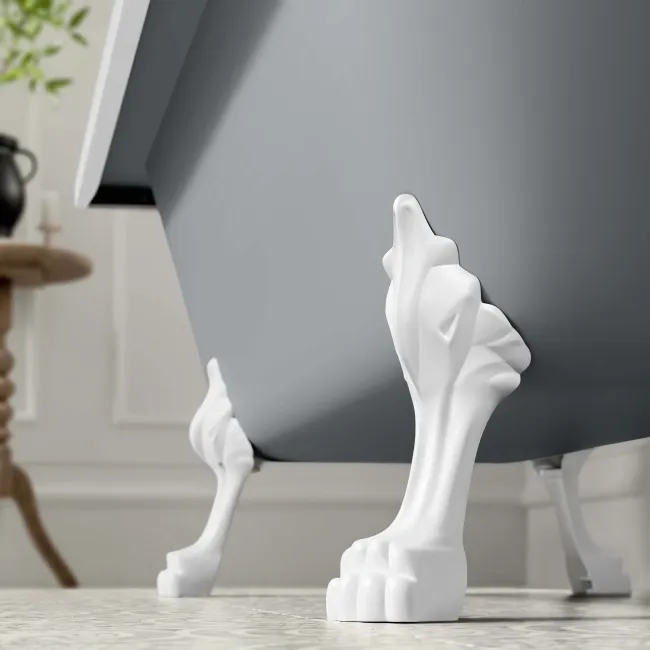 Abingdon 1500mm Dove Grey Single Ended Roll Top Bath - White Feet