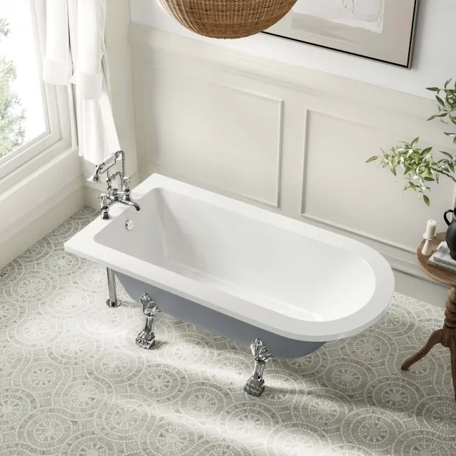Abingdon 1500mm Dove Grey Single Ended Roll Top Bath - Chrome Feet