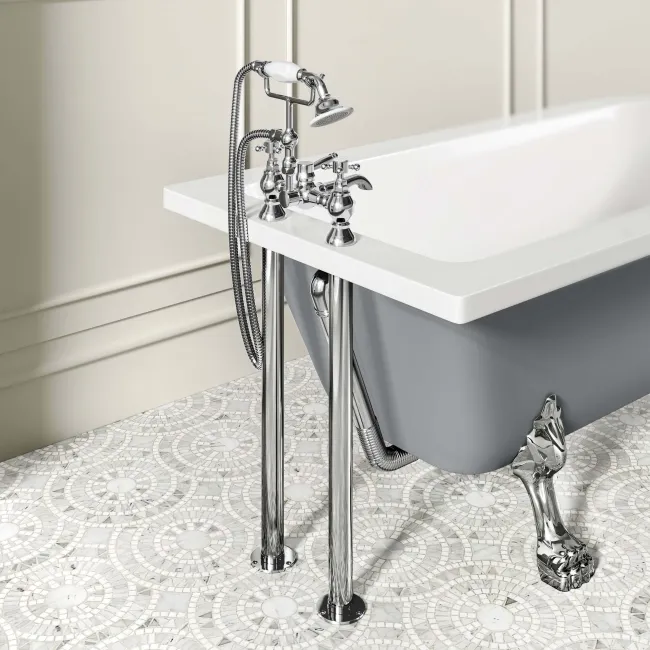 Abingdon 1500mm Dove Grey Single Ended Roll Top Bath - Chrome Feet