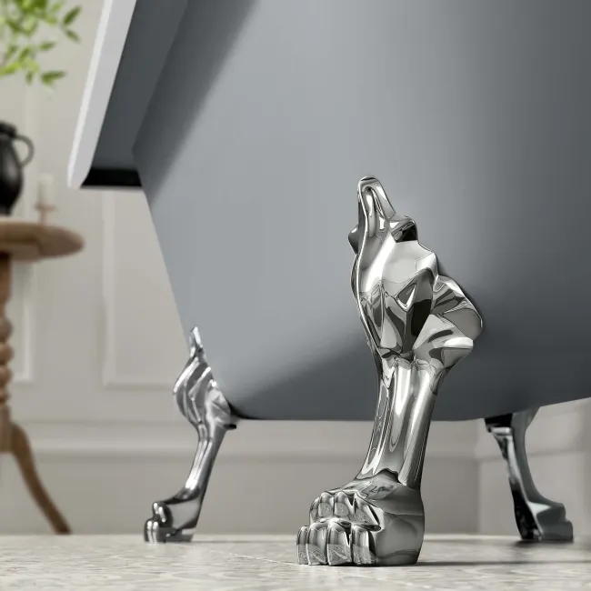 Abingdon 1500mm Dove Grey Single Ended Roll Top Bath - Chrome Feet