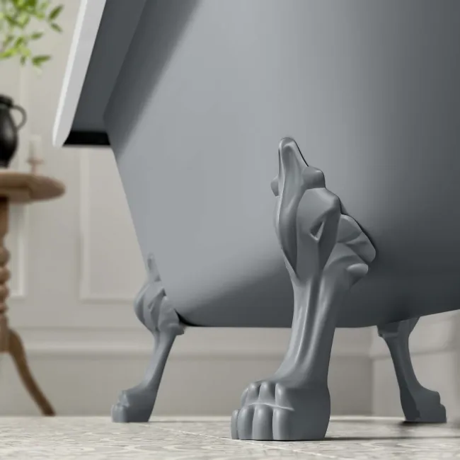 Abingdon 1500mm Dove Grey Single Ended Roll Top Bath - Grey Feet