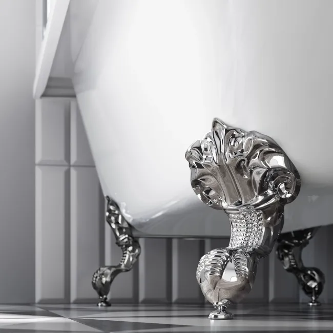 Abingdon 1500 Roll Top Shower Bath - Chrome Ball Feet & 6mm Easy Clean Screen With Rail