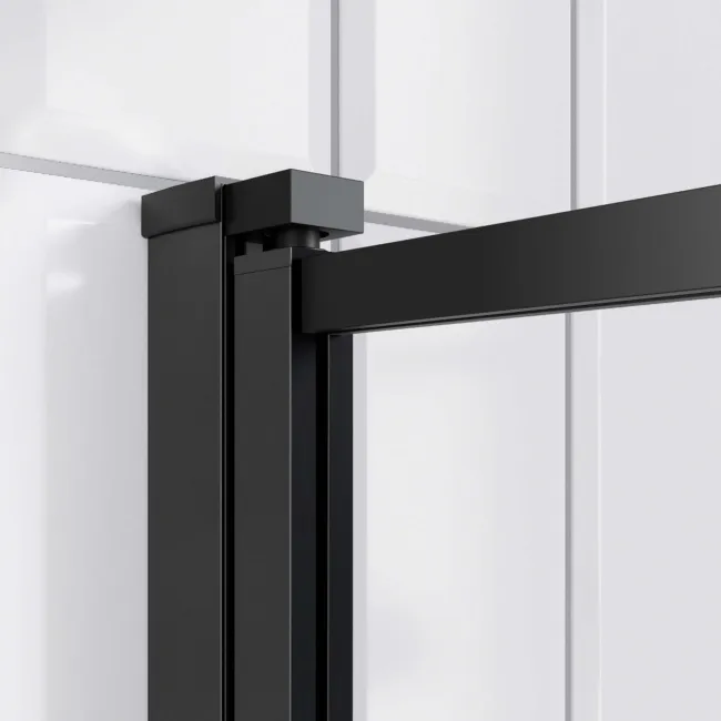Abingdon 1500 Dove Grey Roll Top Shower Bath - White Ball Feet & 6mm Easy Clean Matt Black Framed Screen