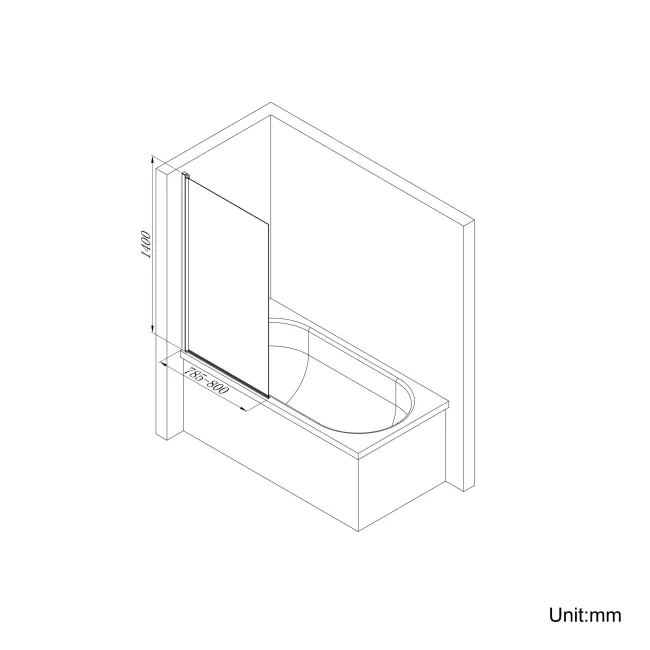 Stafford 1400x700 Shower Bath & 4mm Screen
