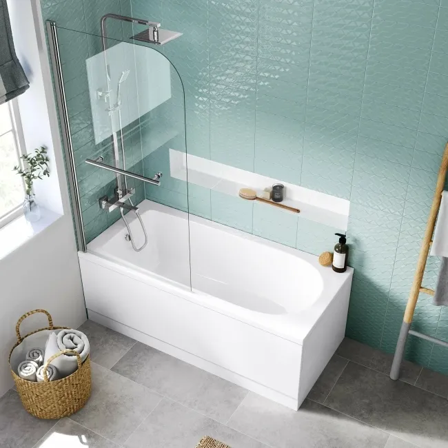 Stafford  1600x700 Shower Bath & 4mm Screen with Rail