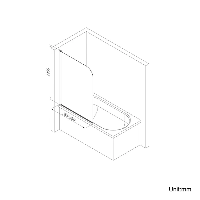 Stafford 1400x700 Round Shower Bath & 6mm Easy Clean Screen