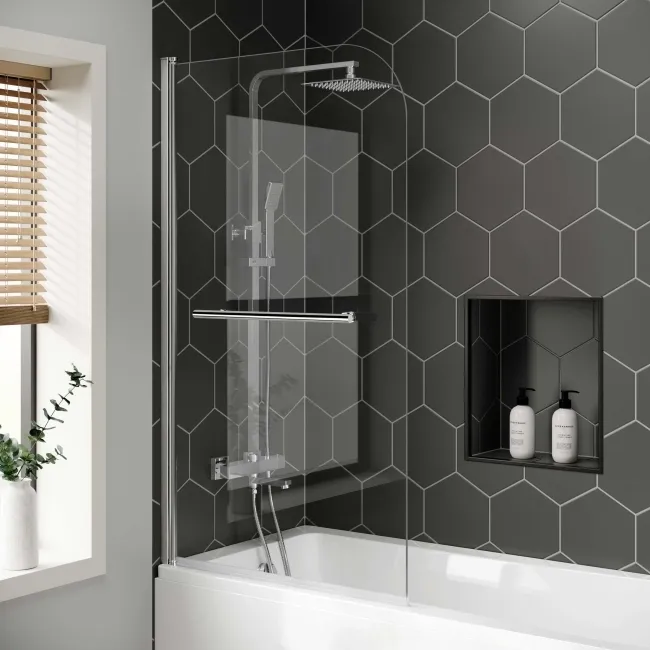 Hereford 1600x700 Square Shower Bath & 6mm Easy Clean Screen with Rail
