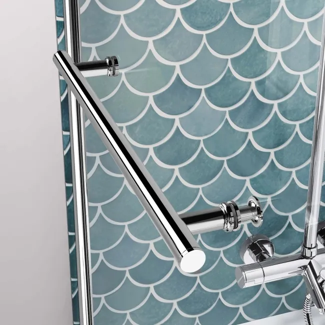 Oakham 1700 Space Saving Shower Bath & 6mm Easy Clean Screen with Rail - Left Handed