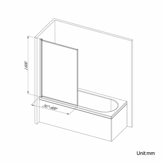 Oakham 1700 Space Saving Shower Bath & 6mm Easy Clean Matt Black Framed Bath Screen - Left Handed