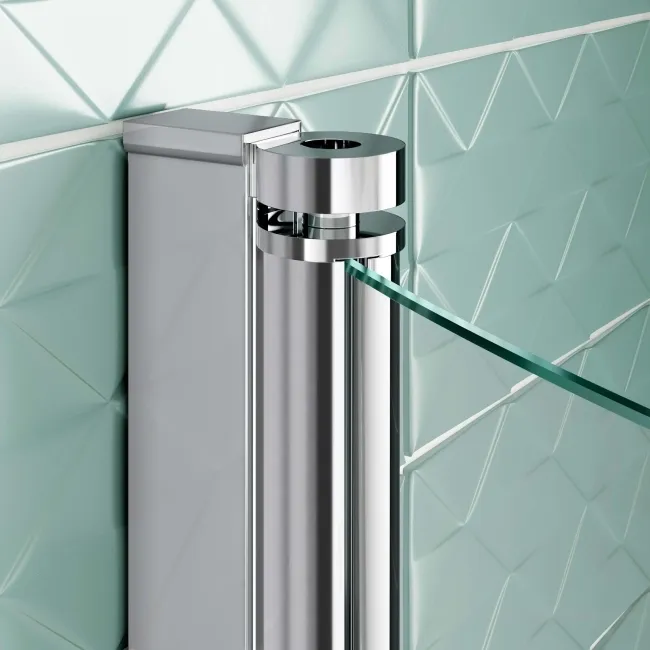 P Shaped 1500 Shower Bath with Front Panel & 4mm Screen with Rail - Left Handed