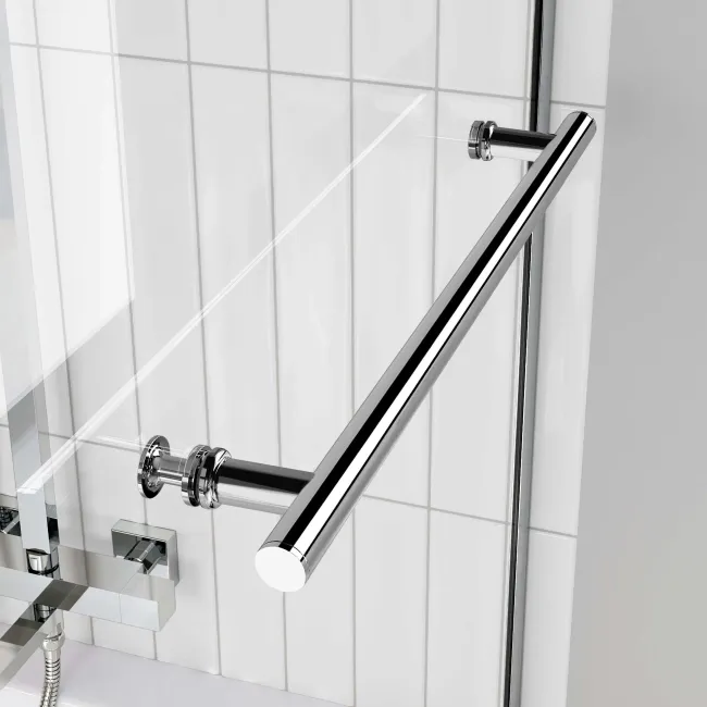 L Shaped 1700 Shower Bath & 4mm Fixed Screen with Rail - Right Handed