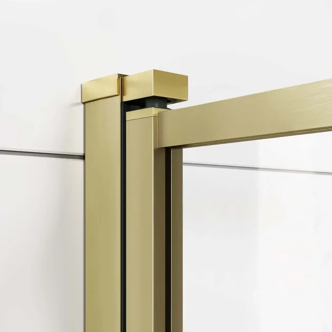 Hereford 1600x700 Square Shower Bath & 6mm Easy Clean Brushed Brass Framed Bath Screen