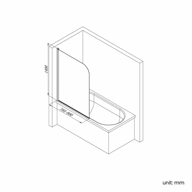 Dover 1500x750 Keyhole Shower Bath & 6mm Easy Clean Screen