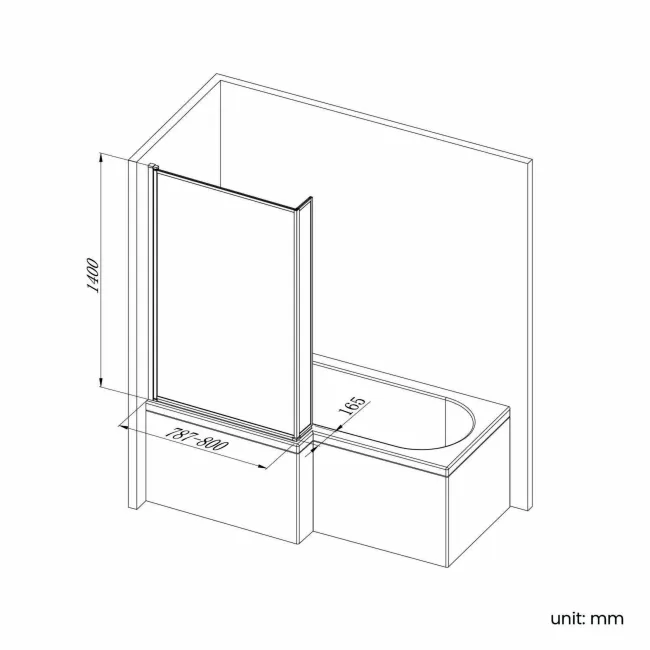 L Shaped 1700 Shower Bath with Front Panel & 6mm Easy Clean Brushed Brass Bath Screen - Left Handed