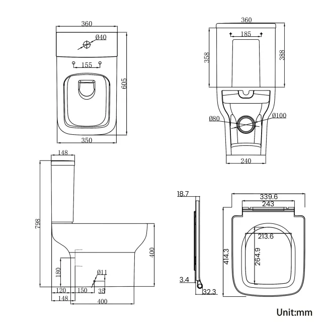 Chicago Close Coupled Toilet With Soft Close Seat