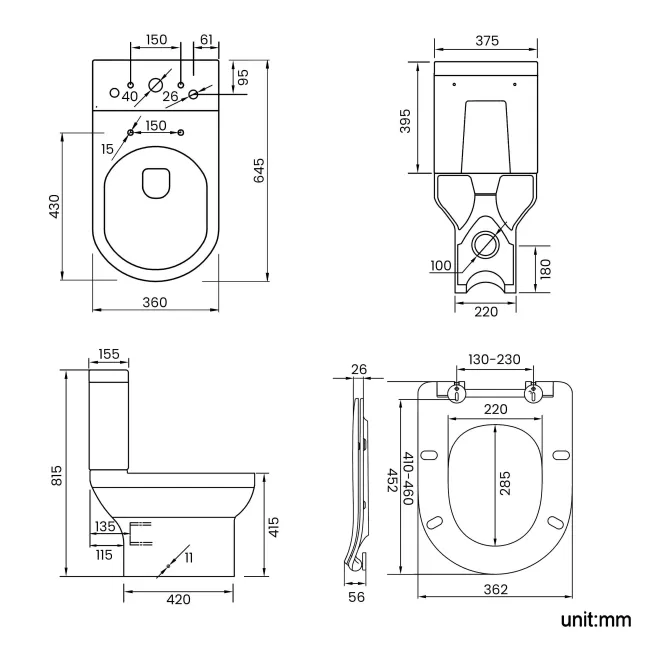Denver Rimless Close Coupled Toilet & Pedestal Basin Set
