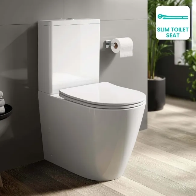 Utah Rimless Close Coupled Toilet With Premium Soft Close Slim Seat