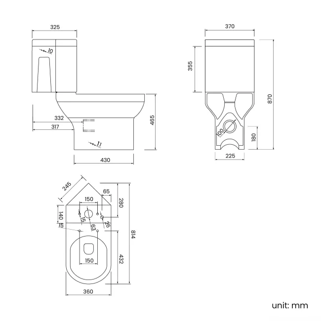 Denver Rimless Comfort Height Close Coupled Corner Toilet With Soft Close Seat