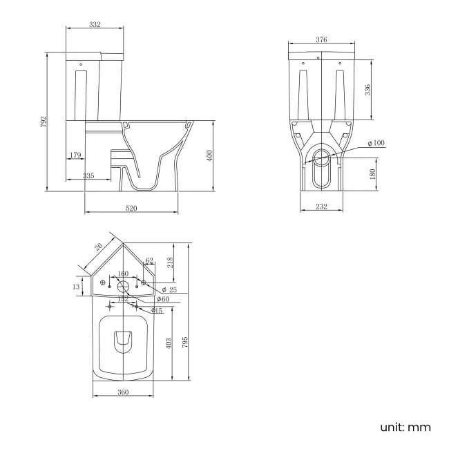 Atlanta Fully Back to Wall Close Coupled Corner Toilet With Soft Close Slim Seat