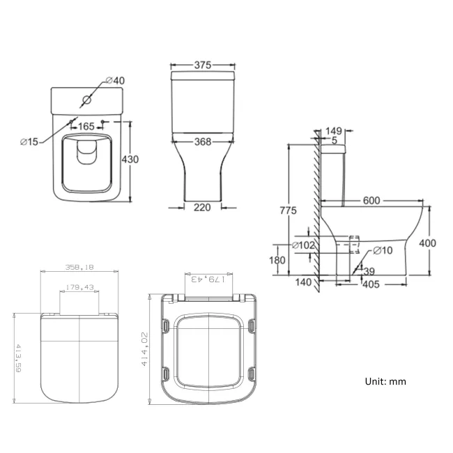 Atlanta Close Coupled Toilet & Pedestal Basin Set